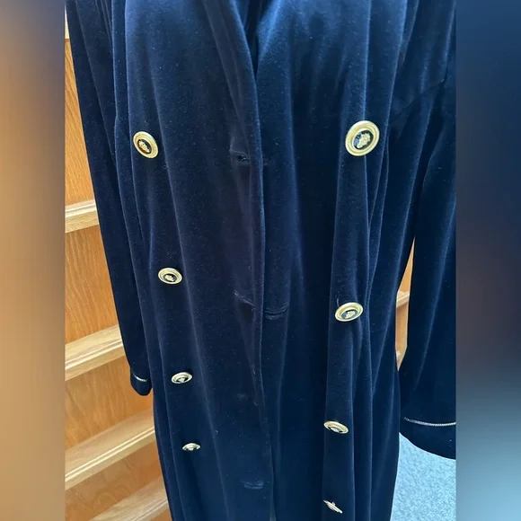 Vintage Saks Fifth Avenue Midnight Blue Velour Jacket with Gold Buttons